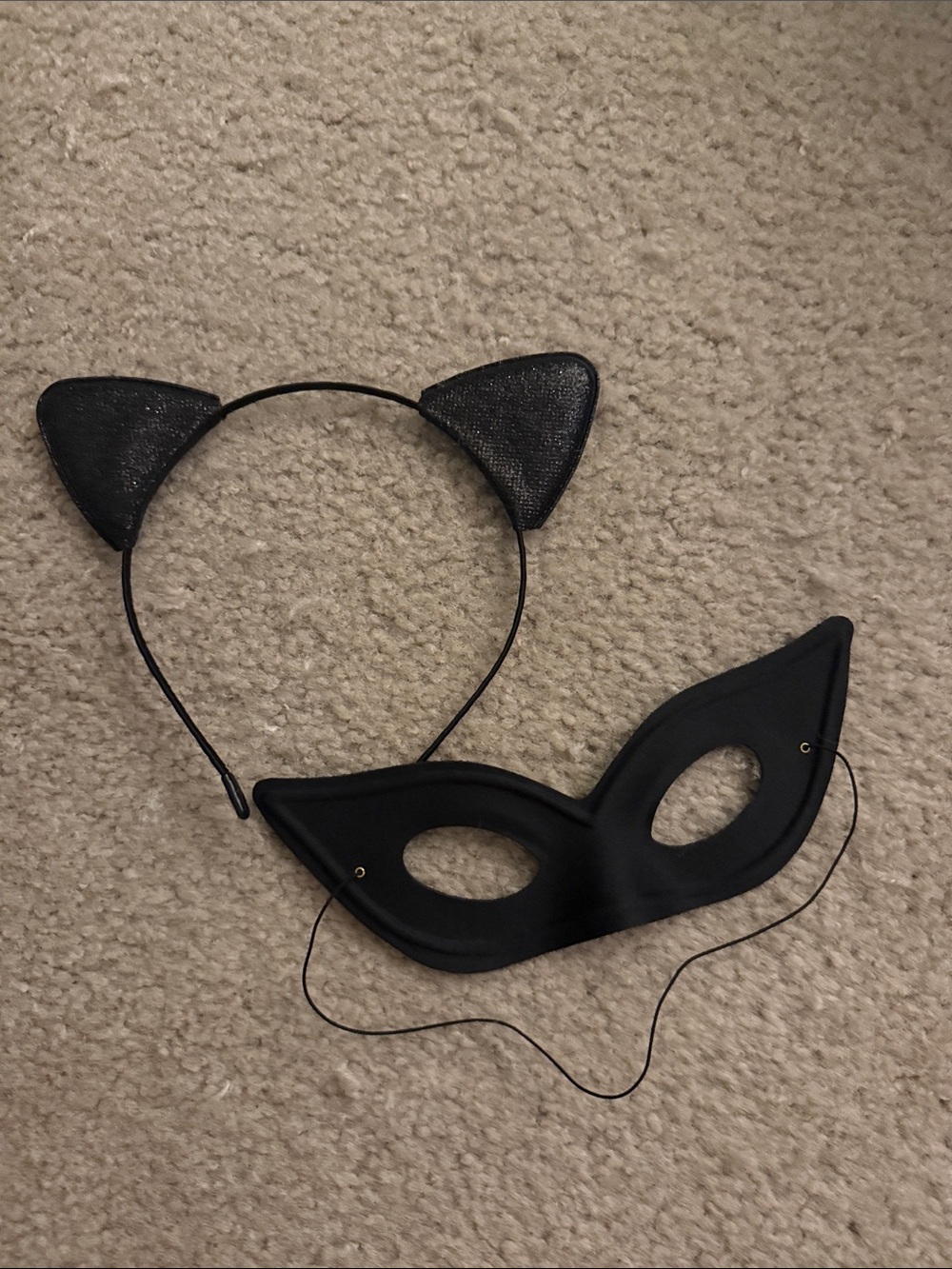 Black Cat Ear Headband and Mask Set